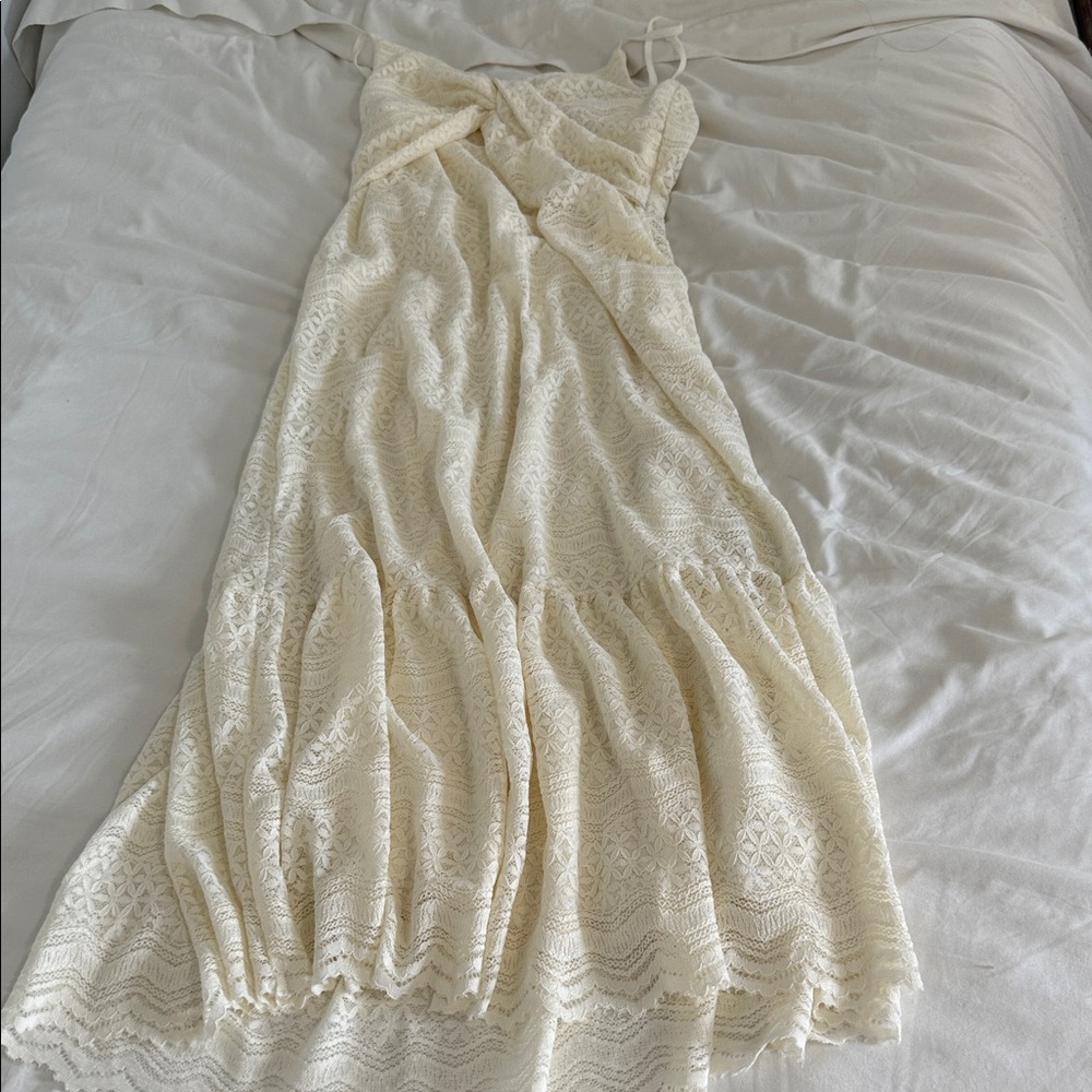 Lulu's Cream Lace Maxi Dress